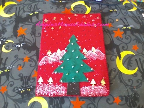 portarretrato-navidad-6 Cartonaje, Portarretrato Navideño: pintar paisaje